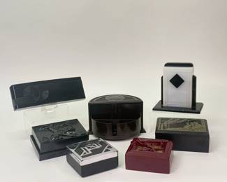 Art Deco era lidded trinket and cigarette boxes and containers - Hickok, Acorn, GOP Paris Déposé