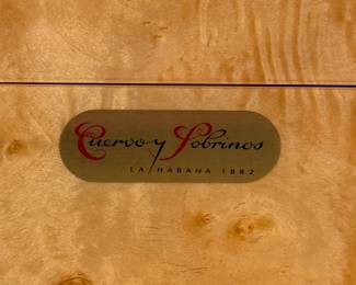 Closeup of Cuervo y Sobrinos humidor and watch box