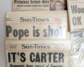 Vintage Chicago Sun-Times newspapers, 1976, 1979, 1981, 1982