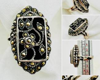 Vintage sterling and marcasite ring
