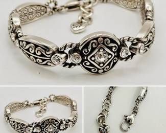 Brighton silver tone bracelet, cubic zirconia, lobster clasp