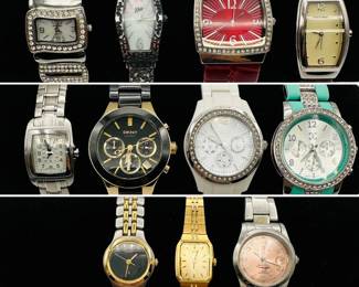 Fashion watches including Berenger, J Jill, DKNY, Swiss Army, Relic, Charming Charlie, 