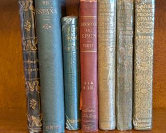 Vintage hardcover books about travel to Spain