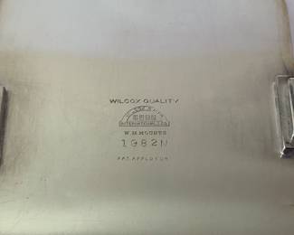 Closeup of base on the "Diament" Tea Set, circa 1928, designed by Jean G. Theobald. Made of silver plate and Bakelite by Wilcox Silver Plate Co. in America. With its stunning Art Deco lines, examples of this tea set can be seen in the Los Angeles County Museum of Art and the Museum of Fine Art Houston.