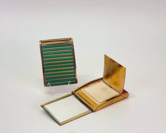 German Art Deco mirrored powder and lipstick compacts