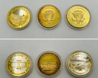 US Challenge Coins - Korean War Memorial, Seal of the President, Korea the Forgotten War, White House, and Air Force One
