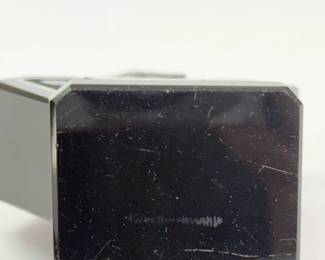 Another view of Art Deco perfume bottles, DeVilbiss 1928 Orange and Black Perfume Atomizer, a black and white perfume flask, and a black Steuben Glass DeVilbiss perfume dauber bottle