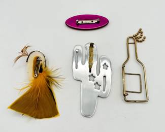 Reverse view of eye catching pins and brooches