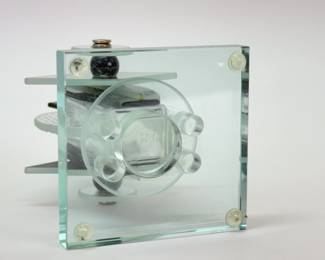 Another view of the early George Ponzini signed Art Deco studio glass perfume bottle