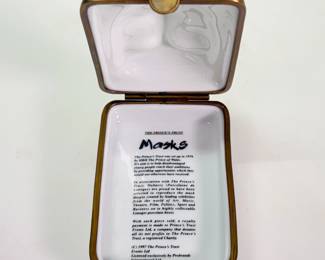 Inside view of DuBarry Mask Limoges porcelain Prince's Trust series box, a Corega salt shaker