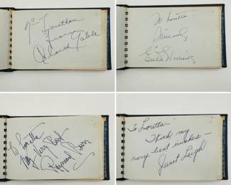 Autographs from Clark Cable, Esther Williams, Raymond Burr, Janet Leigh