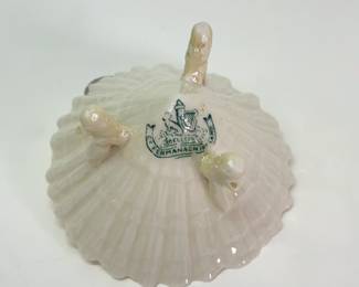 Closeup of Belleek Limpet Shell Salt Dish