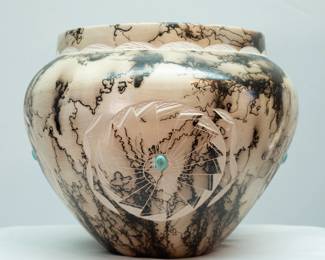 Navajo horse hair pottery, signed T. Vail