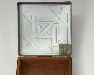 Closeups of Art Deco era lidded trinket and cigarette boxes and containers - Hickok, Acorn, GOP Paris Déposé