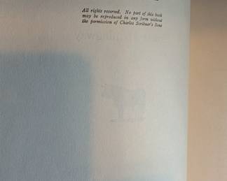 Inside page of 1932 hardcover copy of Death in the Afternoon by Ernest Hemingway