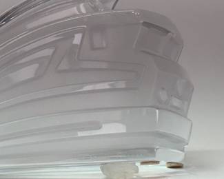 Closeup of A Daum crystal stylized Kleber train engine - designed by Xavier Froissart, signed Daum France