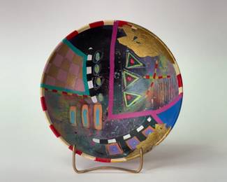 Sandra Blain raku pottery bowl, signed and dated.