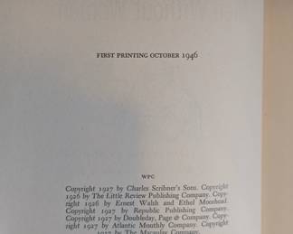 Inside page of hardcover copy of Men Without Women by Ernest Hemingway