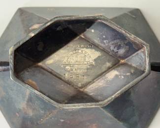 Makers marks on base of the Wilcox Silver Plate Co. tea or coffee set with sugar, creamer, and tea/coffee pot.