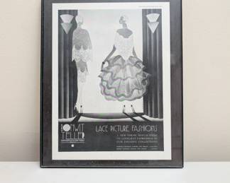 Framed Bonwit Teller Art Deco era advertisement