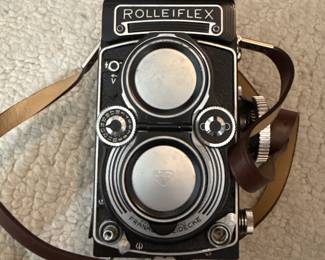 Closeup of the vintage Rolleiflex camera