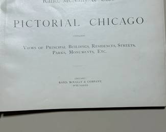 Inside page from Pictorial Chicago, hardcover book, containing views of principal buildings, residences, streets, parks, monuments, etc. Publisher: Rand McNally & Co's.