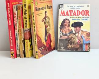 Vintage paperback novels about matadors, bullfighting, bull fights