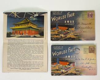 Chicago World's Fair 1933 A Century of Progress souvenir flyer and postcards
