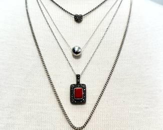 Chain necklaces, pendants marked sterling silver