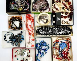 More costume jewelry selections - earrings, necklaces, bracelets