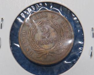 Lot 235. 1864 large motto bronze 2-cent piece