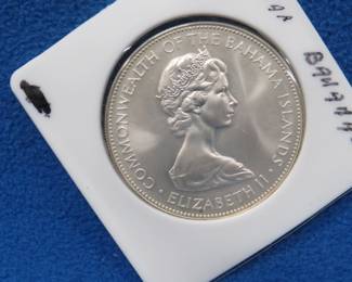 Lot 220. 1973 Bahamas sterling silver $5.00 coin. 42 grams.