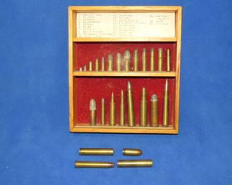 Lot 339. Vintage ammunition display in a wooden case