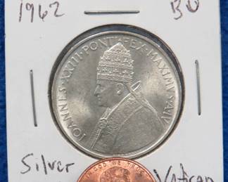 Lot 222. 1962 Vatican City 500 Lire silver coin