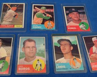 Lot 309. Seven sleeved collectible baseball cards including Boston Hal Kolstad, Chicago Steve Boros, and more