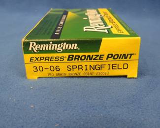 Lot 168. Remington 30-06 Springfield. 150-grain. Full box of 20 rounds.