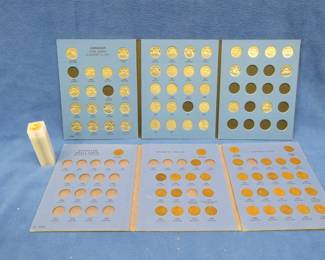 Lot 415. Canadian Pennies and nickels: 35 Pennies 1940-1972 in Whitman album. Container with 41 pennies 1930-1970s. 43 nickels 1962-2001 in Star Brand album.
