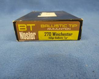 Lot 333. Nosler Ballistic Tip 270 Win. 140-grain. Full box of 20 rounds.