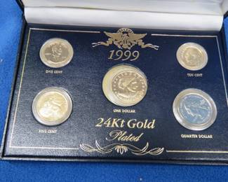 Lot 299. 1999 24Kt Gold plated coin set