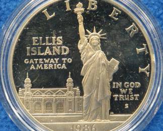 Lot 315. 1986 S Statue of Liberty proof silver dollar