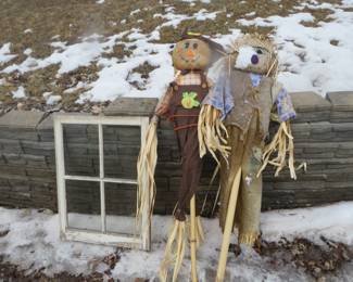 Lot 385. Jack and Jill scarecrows and a 4-pane window