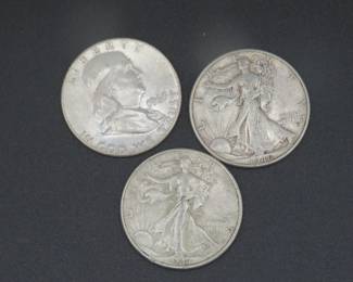 Lot 137. 1963 D Franklin Half, and 1946 and 1947 Liberty Halves