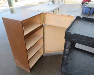 Lot 345. Wooden cabinet. Cart not included and is in the photo for size comparison