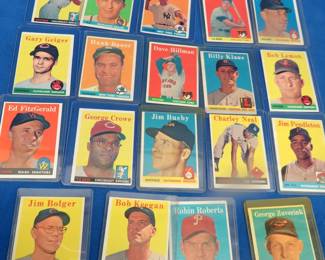 Lot 107. 19 sleeved baseball cards from 1958