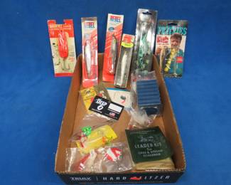 Lot 375. NIP baits and more including Rebel Spoon Bill, Emerald Strike Fritzie's Fish Stix, and much more
