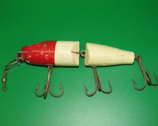 Lot 376. Vintage CCBC 6" jointed Pikie {#}3000 wooden bait with glass eyes