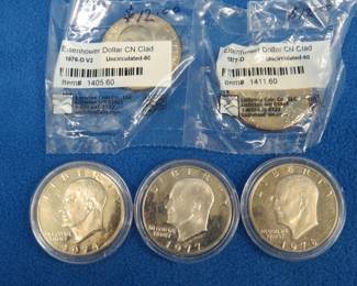 Lot 40. Five Eisenhower dollar coins