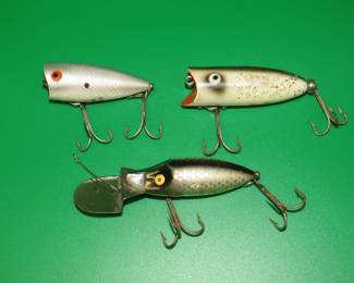 Lot 378. Heddon 2 1/2" Go-Deeper River Runt, Heddon 2 1/2" Baby Lucky 13, and a Heddon 2 1/8" Chugger Jr.