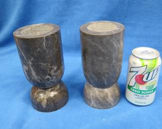 Lot 296. Two Threshold brand marble-like candleholders and a Cubs miniature baseball bat