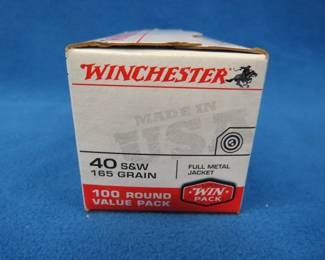 Lot 252. Winchester 40 S & W. 165-grain FMJ. Full box of 100 rounds.
